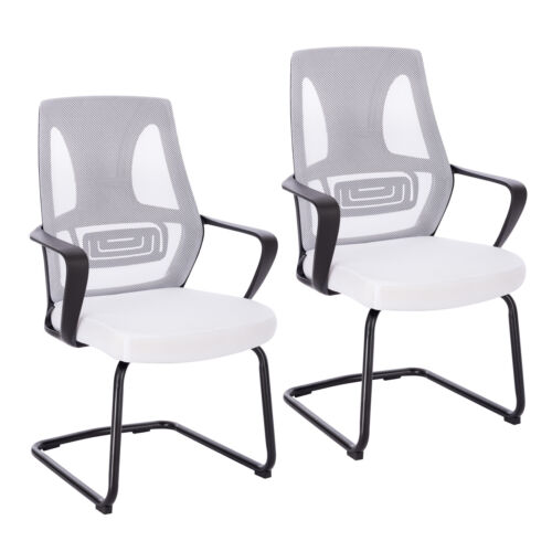 SVITA DELTA lot de 2 chaises de visiteur chaise de conférence balancier brassard accoudoir blanc - Photo 1/9