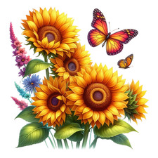 Wandtattoo Aufkleber Aquarell Sonnenblume Wandaufkleber 18X18 cm Groß