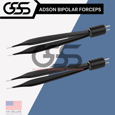 Adson American Bipolar Forceps 5'' (12.7cm) Length 0.7mm Tip Insulated + Reusable