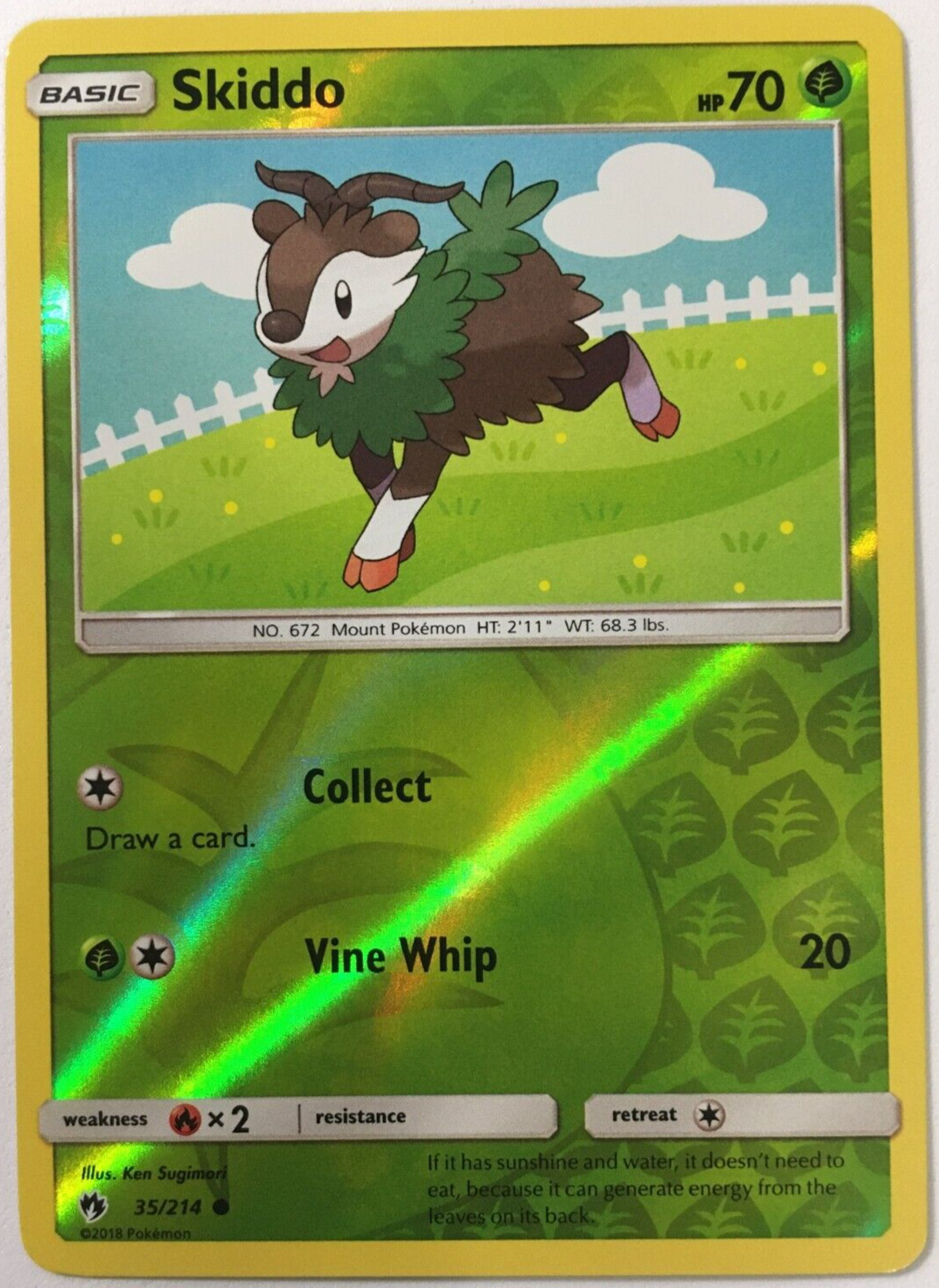 POKEMON SKIDDO 35/214 LOST THUNDER COMMON REVERSE HOLO NEAR MINT