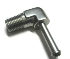 1/8" NPT to 3/16" barb 90 Degree slip on hose fitting Show Polish Titanium Alum