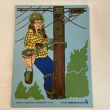 Vintage 1983 Telephone Lineperson Judy Instructo Wooden Puzzle 11 pcs.