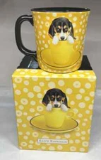 Beagle Puppy Coffee Tea Mug Keith Kimberlin Black The Encore Group 10oz w/Box