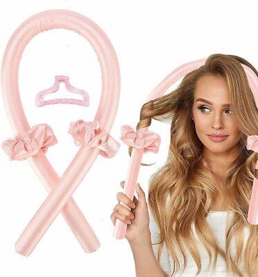 No Heat Wave Hair Curlers Sleep In Overnight, Pink Heatless
