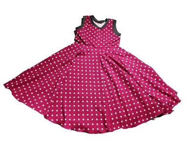 Kleid, Drehkleid mit Tellerrock, Sommerkleid Jersey erika pinklila weiße Punkte - Bild 1 von 3