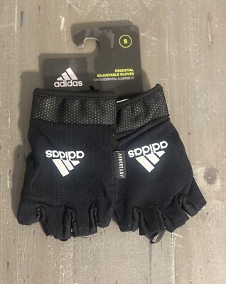 Adidas Essential Adjustable Fingerless Gloves for Men Women Padded Black Size S