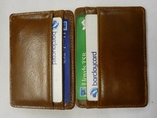Leather Mini Magic Wallet Credit Card Holder Tan Colour Luxury gift- boxed