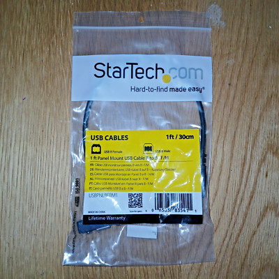 Startech 1 foot Panel Mount USB Cable B to B -F/M USBPNLBFBM1