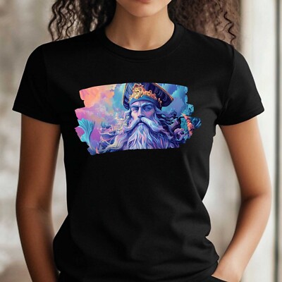 T-Shirt Frauen Poseidon mit Mütze Motiv Baumwolle Größe XS bis 3XL