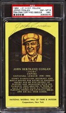 1964 Jocko Conlan Signed HOF Plaque Post Card Encapsulated PSA/DNA NM-MT 8
