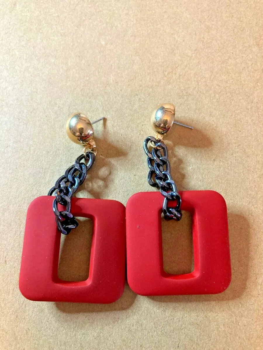 Red hotsell acrylic earrings