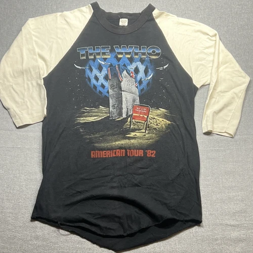 The Who American Tour Concert T Tee Mens L 3/4 Sleeve V 1980s vintage concert t-shirt, vintage, single stitch, B+ condition