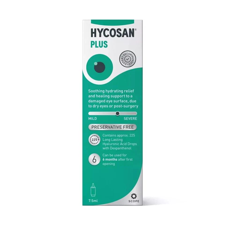 Hycosan Plus Eye Drops Preservative Free Lubricating Healing Support. Good Exp