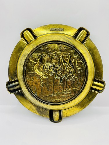 Lot Of 2 Vintage Bronze Ashtrays Made in Italy 9" Inch Diameter - Picture 6 of 7