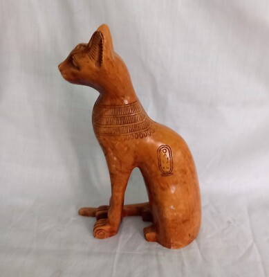 Große Harz sitzende Katze ägyptischer Pharao Figur Statue 11 Zoll altes Ägypten Bast