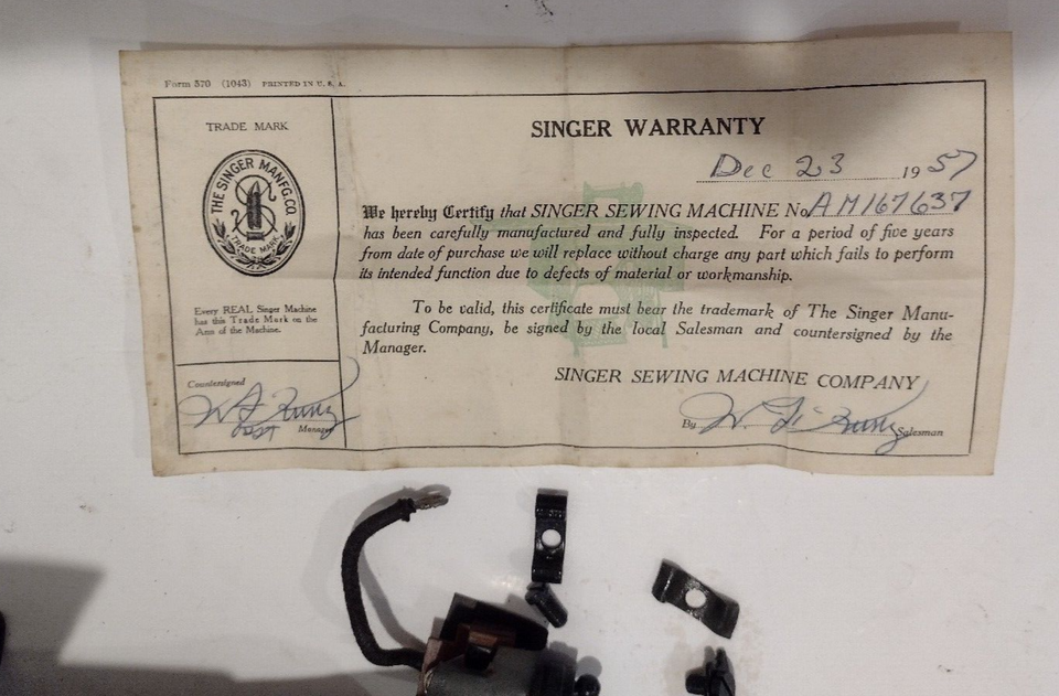 1955 Singer 221 Lot HULL & EXTRA PARTS LIGHT WHEEL SWITCH Featherweight