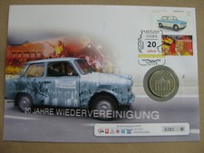 XL Numisbrief 20 Mark M&uuml;nze DDR 1989, 20 Jahre Wiedervereinigung, Trabant,Trabi