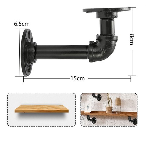 2x Tubo Soporte de Estante Ménsula Ángulo de Estantería Retro Pared 15cm Consola - Imagen 2 de 9