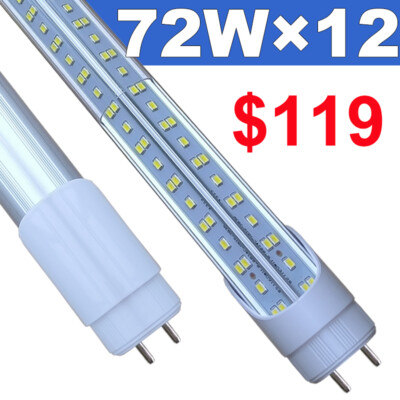 12 Pack 4FT LED Tube Light Bulbs G13 Bi-Pin 72W T8 Shop Lights 6500K 7200LM
