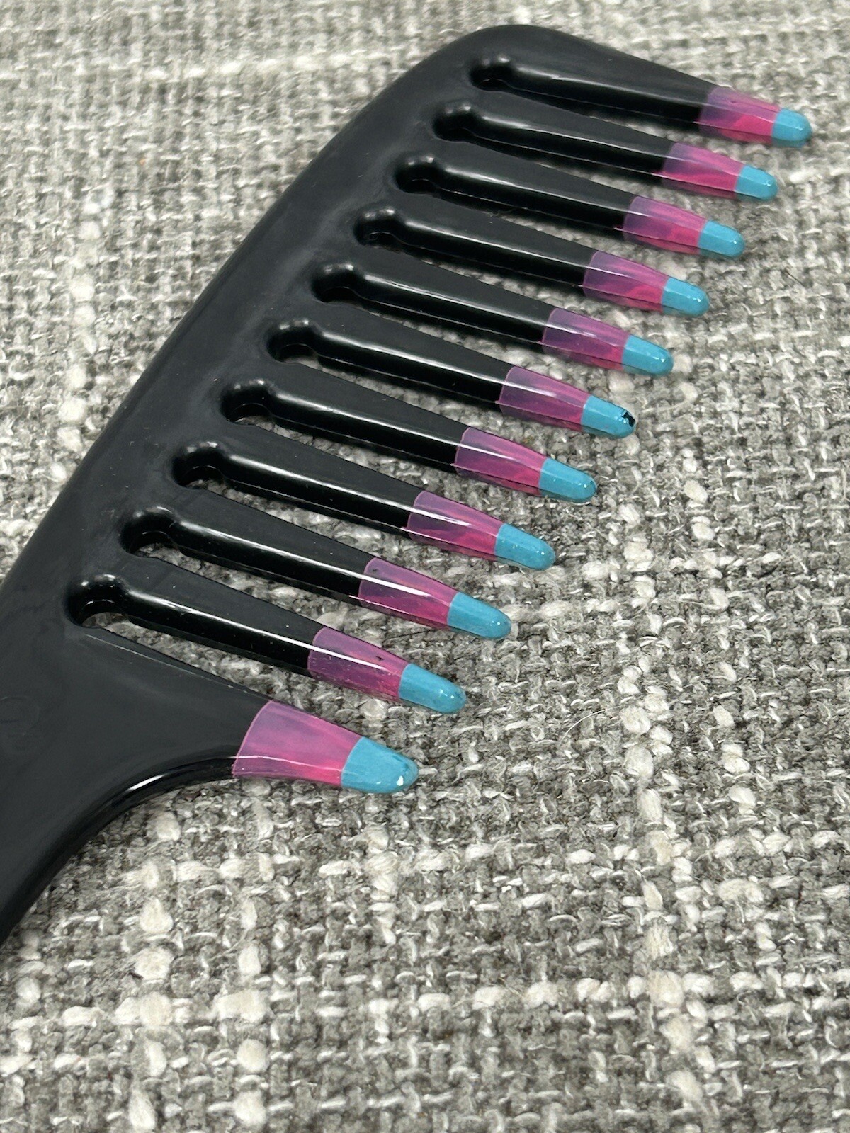 Vintage 90s Detangler Hair Comb Styling NOS Black Twice Dipped Wide