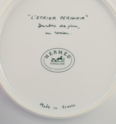 Hermès France. 'L'Étrier Perchoir' series. Two porcelain plates