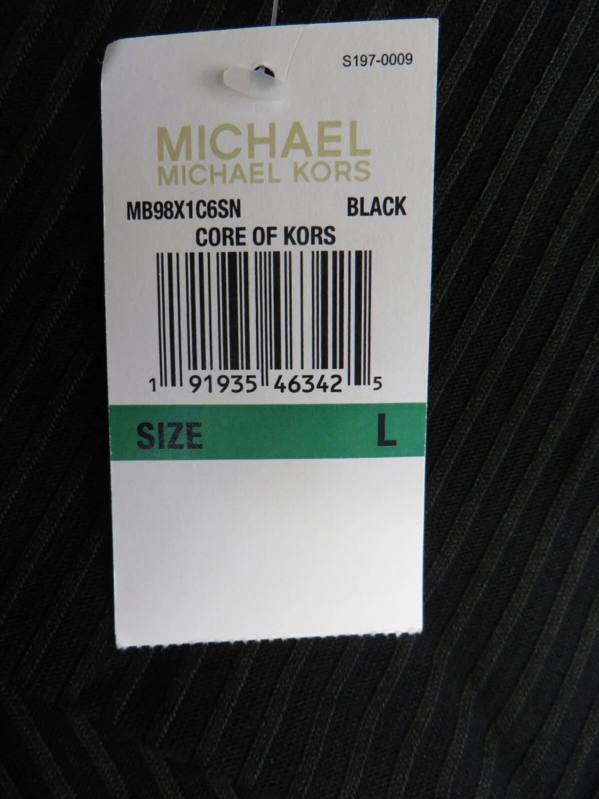 MICHAEL KORS Abito tubino Michael Core of KORS nero a costine in maglia body scollo a V nuovo con etichette taglia L