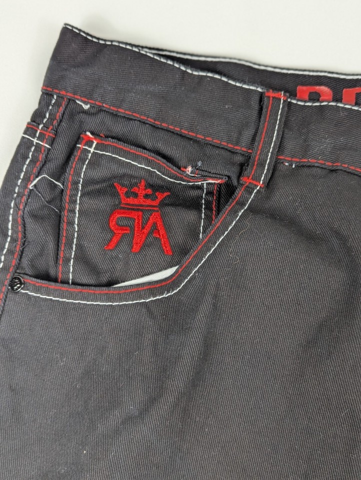 Red Ape Cargo Pants Baggy Mens Size 40x30 Black Red Rave Skate Hip Hop