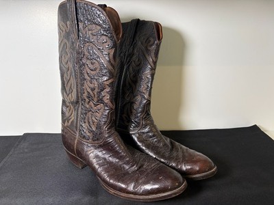 Vintage Lucchese Classics Full Quill Ostrich Leather Cowboy Boots Mens 12 B USA