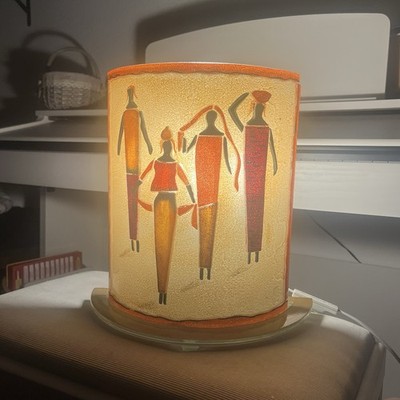 Postmodern Table Lamp Briloner Leuchten Curved Glass African Decor Vintage 80's