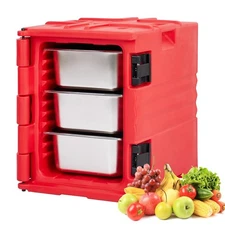 90L Insulated Food Pan Carrier Hot Cold Box, Stackable Catering Transport Case