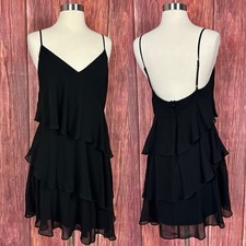 Express Ruffle Dress Black V-Neck Party Sleeveless Womens Size Medium M