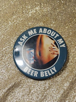 1970s Vintage Pabst Blue Ribbon Light PBR Beer Promotional Pin Model Beer Belly