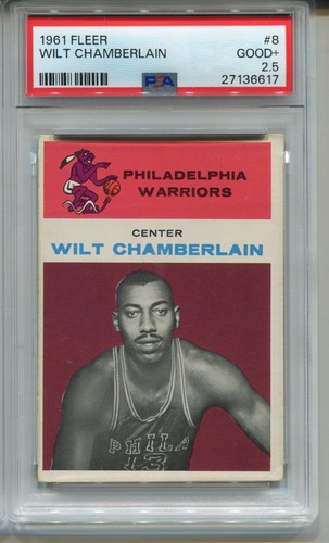 1961 Fleer Wilt Chamberlain Rookie Card PSA 2.5 Graded Basketball #8 RC