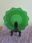 Vtg Anchor Hocking Lotus Leaf Plate Emerald Green Glass 8"