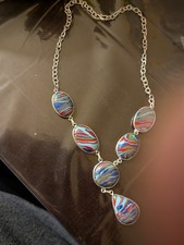 silver necklace 925 beautiful stones