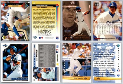 Eric Karros 4 Card Lot - Rookie RC Los Angeles Dodgers Oakland Athletics A's 