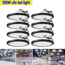8 Pack 100W UFO Led High Bay Light Warehouse Factory Commercial Industrial Light
