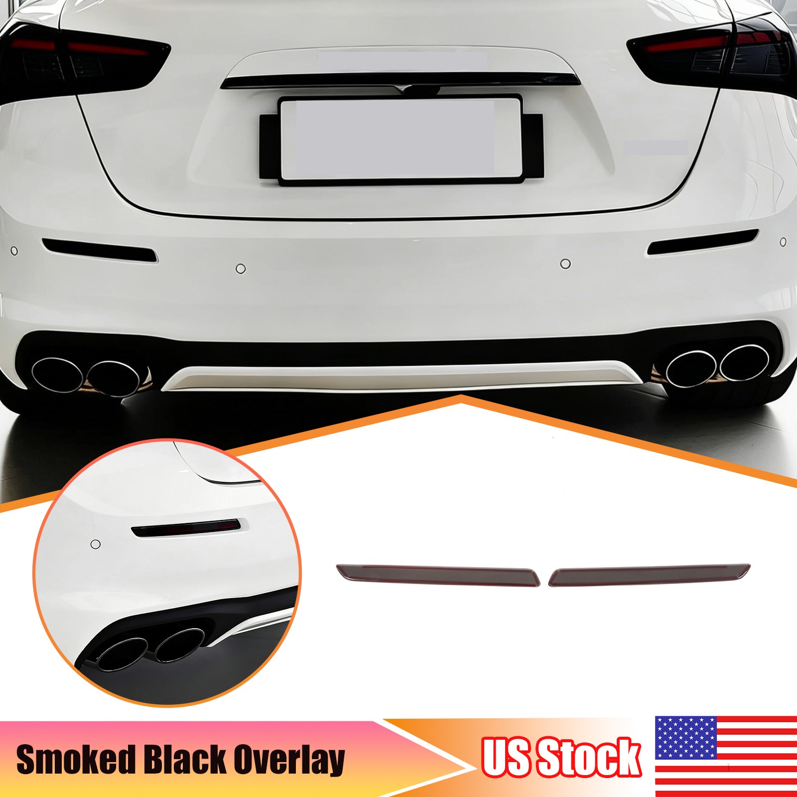 Smoked Black Rear Fog Tail Light Lamp Cover Trim For Maserati Ghibli 18-23 US