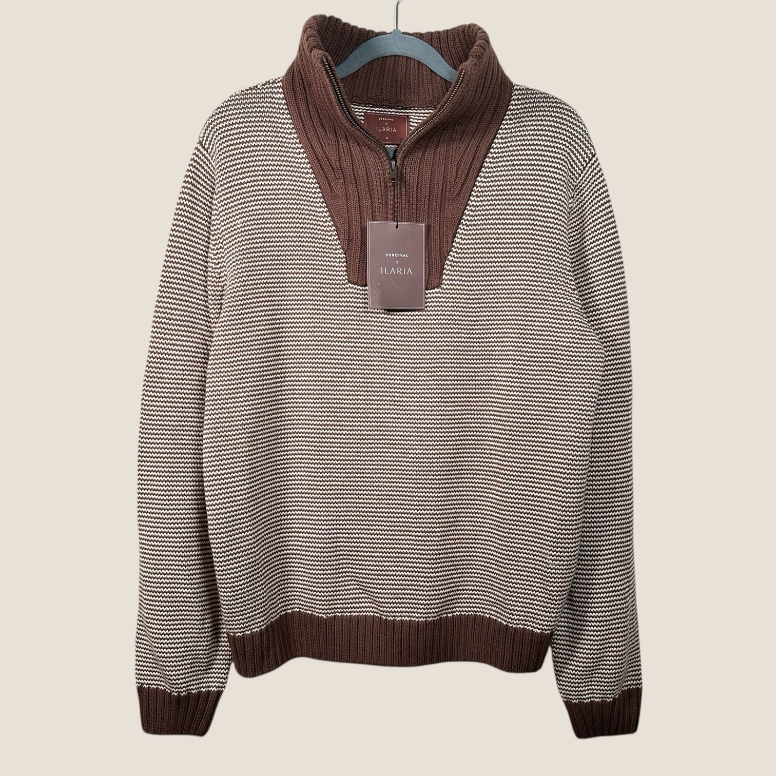 Percival x Ilaria Jumper Mens Small Fisherman Quarter Zip Pullover BNWT RRP £159