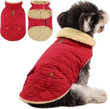Queenmore Whippet Coat Dog Coats Waterproof Winter Dog Fleece Coat  Red, L