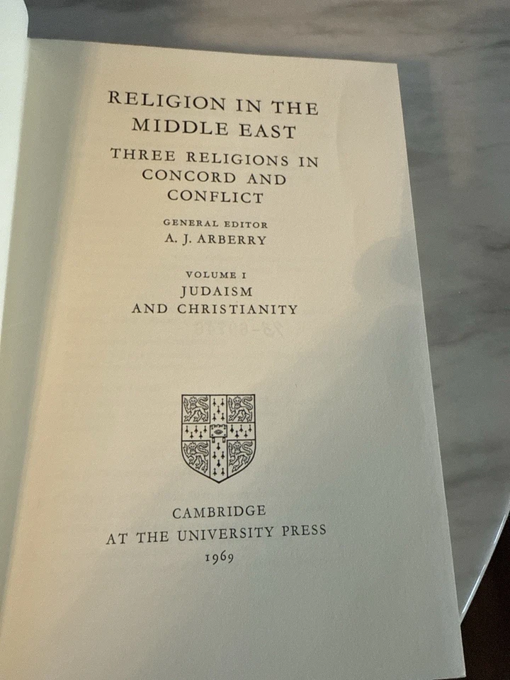 RELIGION IN THE MIDDLE EAST A.J. Arberry 2 Vol Set HC 1969 Cambridge Exlib Judai - Image 3 of 3