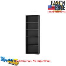 Mainstays 5-Shelf Bookcase Adjustable Shelves Storage Unit True Black Oak 71 in.