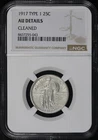 1917 Type 1 Standing Liberty Quarter NGC AU Details Cleaned