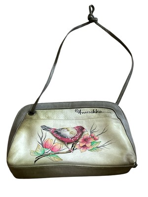 Anuschka RETIRED SUMMER TRYST Multi-CompT Zip Birds Shoulder Bag Purse Leather