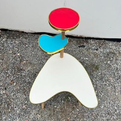 3 Tiered MCM Plant Stand , Colorful Vintage Mid-Century Modern Retro Plant Stand