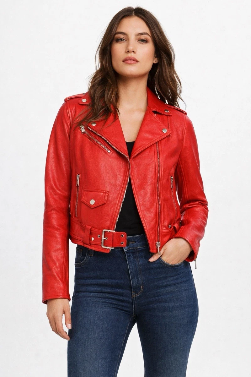 MICHAEL KORS レザージャケット レッド系 Michael Kors Motorcycle Jacket Red Coats, Jackets & Vests for