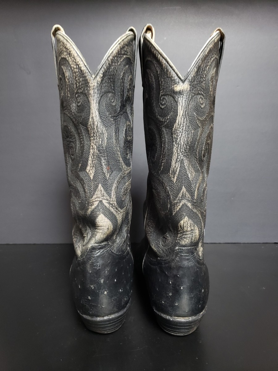 Tony Lama Black Label Sz 10.5 Smooth Ostrich Mens Western Cowboy Boots 03205 Tony lama black ostrich - Gem main image 3