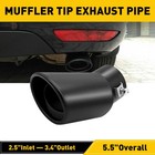 Matte Black Car Exhaust Pipe 62mm Stainless Steel Bend Muffler Tip Tail Throat