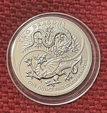 2018 UK £2 Two Dragons 1oz Silver Coin in Capsule