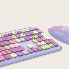 Wireless Keyboard and Mouse Combo with Purple Keys